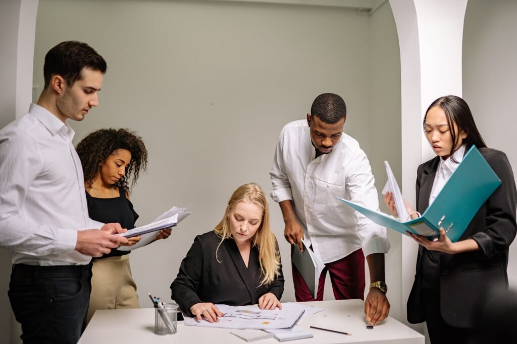 White label link building guide showing an agency team preparing a client report.