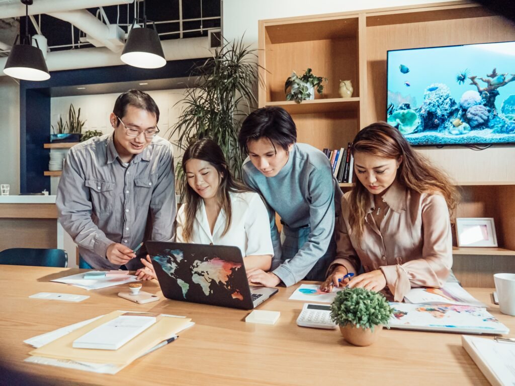 WordPress SEO services guide showing a team reviewing website content.