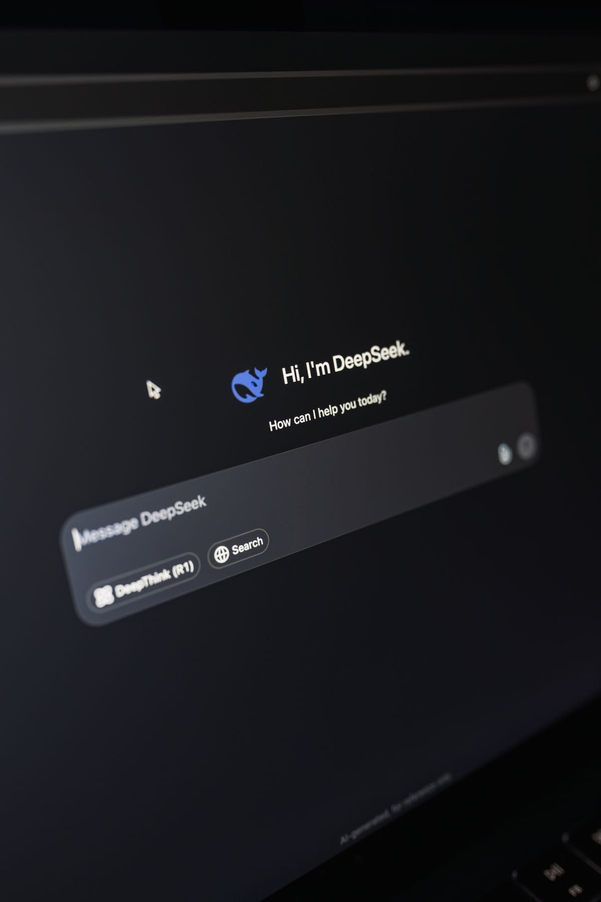Laptop showing an AI chat interface in dark mode