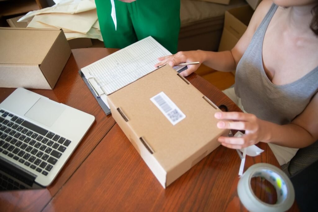 Ecommerce SEO services guide showing an online store owner at work